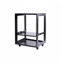 Heavy-Duty Construction 19-Inch Accessible Frame Rack With Locking Casters Accessible Frame Equipment Rack Good Ventilation Mobile Equipment Cabinet High Load Capacity for Musicians, IT Technicians, Home Workspace Users, Stage