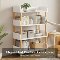 With casters Multi-Tier Rolling Book Cart Space-Saving Tiered Rolling Organizer Simple Design bookcase Easy to Assemble for Students, Office Workers, educators, Living Room, Bedroom, Classroom