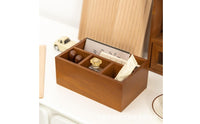 Wooden Compartment Box Retro Design Multi-Compartment Storage Tray Hand Polished Solid Wood Display Rack for Coffee Table, Vanity, Office