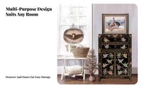 Antique Finish Tibetan Painted Chest Ornate ornamentation Bedside Cabinet bright hues End Table long-Enduringing Construction for Fans of Ethnic Decor, Interior Decorators, Apartment Dwellers, Bedroom, Living Room, Entryway, Hallway