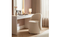 Cushioned Upholstered Vanity Stool Rounded Low-Back Vanity Chair Compact Upholstered Makeup Chair Minimalist for Bedroom, Closet Area