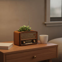 Vintage Radio Flowerpot Indoor Radio Planter Tabletop Planter with Antenna for Plant Lovers