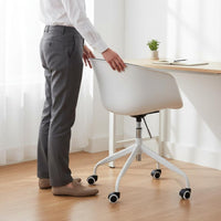 Minimalist Design Adjustable Height Study Chair Quiet-Rolling Wheels Upholstered Swivel Chair Ergonomic Design for Students, Dorm Room