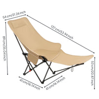 Foldable Lounge Chair with Headrest and Leg Rest Adjustable Reclining Chair Portable Reclining Lounge with Carrying Bag for Office Naps