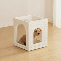 4 Pieces Freestanding Indoor Pet Fence Transparent Pet Fence with Door Panels Easy to Assemble Dog Playpen with Door Lockable for Small Dogs, Young Dogs, Apartment, Living Room