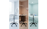 Adjustable Height Salon Tray with Stand Professional Rolling Salon Tray Mobile Hairdresser Trolley Movable for Hairdressers, Stylists, Beauticians, Salons, Hair Studios, Beauty Parlors