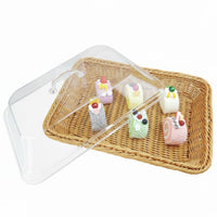High Clarity Bread Basket with Clear Cover Long-Lasting Woven Food Basket with Clear Cover Sturdy Construction Servingware for Bakers, Cafe Owners, Market Stalls, Parties, Dining Table, Kitchen Counter