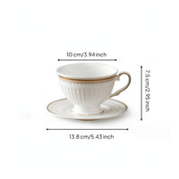 Vintage Cup and Saucer Set Embossed Ceramic Cup with Saucer Elegant Refined for Hosts