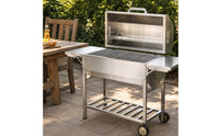 Barbecue Grill with Side Shelves Stainless Steel Lidded Barbecue Grill Outdoor for Backyard Cooks, Families, Patio, Yard