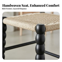 Nordic Design Bobbin Leg Woven Stool Vintage Design Counter Chair French Country Aesthetic Indoor Furniture for Interior Designers, Cafe Owners, Homeowners, Bar, Kitchen, Dining Room