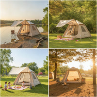 Quick Setup Inflatable Tent with Canopy Portable Inflatable Tent Double-Layer Ventilated for Campers, Families, Camping, Outdoor Trips