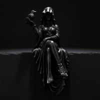 Reaper Statue with Bird Hooded Gothic Statue Black Decor for Halloween, Bookshelf