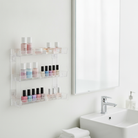 Multi-Layer Wall-Mounted Acrylic Cosmetic Organizer for Nail Polish and Skincare