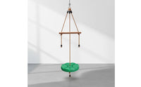 Outdoor Swing with Wooden Bar Braided Disc Swing Suspended Indoor for Children, Toddlers, Backyard, Playroom, Daycare