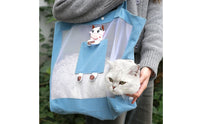 Mesh Panel Pet Carrier Tote Bag Shoulder Straps Feline Carrier Bag Portable Feline Travel Handbag Ventilated