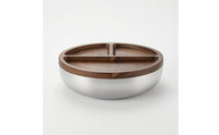 Acacia Wood Divided Fruit Tray Warm Brown Grain Stainless Steel Fruit Tray Polished Tableware Round