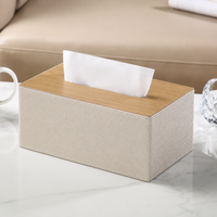 Faux Leather Tissue Box Holder, Pearl White Oak Wood Grain Tissue Box Cover, Upgraded Thickened Modern Decorative Tissue Box