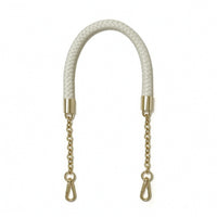 Gold-Tone Braided Bag Strap with Hooks Short Replacement Bag Handle with Clips Sturdy Leather Purse Strap with Chain Classic for Shoulder Bags