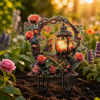 Garden Birds Figurine Decorations, Multicolor Painted Acrylic Outdoor Yard Decor, Modern Art Patio Accessories for Outside
