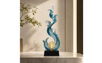 Modern Wave Sculpture with Crystal Ball Tall Wave Sculpture Glossy Crystal Ball Ornament Decorative for Entryway, TV Cabinet