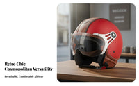 Vintage Design Half Helmet 3C Certified Retro with Visor Four-Season Retro Biker Head Cap for Women, Men, City Commuting