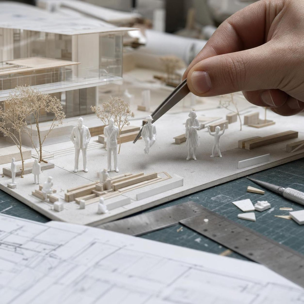 White Miniature Figures for DIY Architectural Model Sand Table Scenery