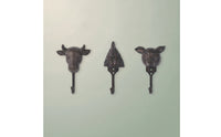 3 Pieces Animal Hook Antique Bronze Decorative Hook Weathered Wall Hanger for Porch