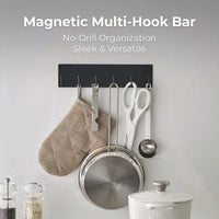 Hook Rack for Refrigerator Storage, No Drill Towel for Kitchen and Dorm Room Students, Modern Multi-Hook Organizer for Bathroom and Home