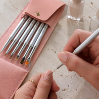 Dual-Ended Metal Nail Art Brush Set with Storage Bag for Builder Gel, Liner, and Painting