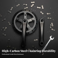 Single Speed Crankset Easy Installation Single Chainring Crankset Sturdy Bike Crank Arm Set for DIY Enthusiasts, City Commuting, Recreational Biking