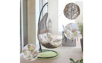 Hanging Egg Chair with Stand Woven Hanging Egg Chair Padded Furniture for Adults, Balcony, Living Room, Sunroom