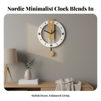 Pendulum Wall Clock Nordic Aesthetic Decorative Swinging Pendulum Clock Timekeeping Device Crystal Movement for Office