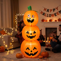 Halloween Inflatable Pumpkin Air-Blown Halloween Inflatable with Built-in Fan Jack-O'-Lantern Decoration Stacked Easy Setup