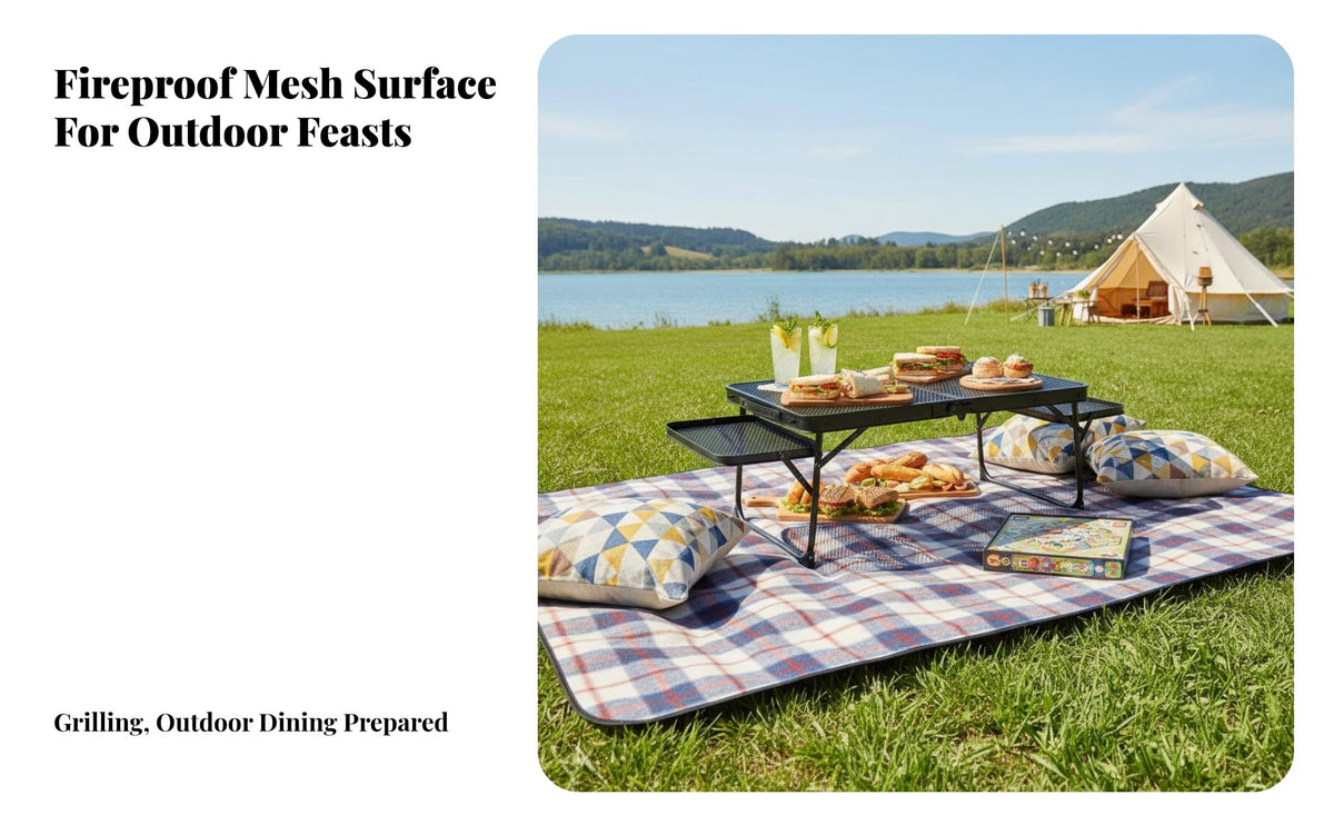 Adjustable Height Mesh Table Foldable Portable Furniture Lightweight Folding Desk for Street Vendors, Outdoor fans, Camping, outdoor dinings, Backyard