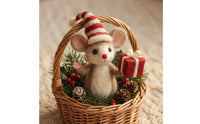Felted Holiday Mouse Ornament Decorative Felt Mouse Figurine Cute Whimsical for Collectors, Tabletop Display