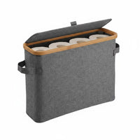 Water Resistant Textile Toilet Roll Holder Bathroom Tissue Storage Bin Slim Storage Basket with Lid for Small Areas