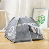 Summer Pet Tent Bed with Cooling Mat for Cats and Small Dogs, Foldable Mosquito-Proof Pet Sleeping Nest