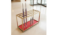 Gold Finish Stainless Steel Umbrella Stand Movable Commercial Umbrella Holder Heavy Duty Water-Catch Tray for Hotel Employees, Office Managers, Bank Lobby