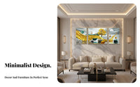 3 Pieces Crystal Porcelain Painting Light Elegant Design 3 Piece Wall Art Ready to Hang Abstract Landscape Painting for Homeowners, Living Room