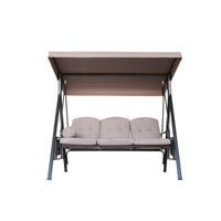 Outdoor Panama Swing Chair with Canopy, 2-3 Seater Patio Garden Hammock, Iron Art Leisure Hanging Chair for Adults
