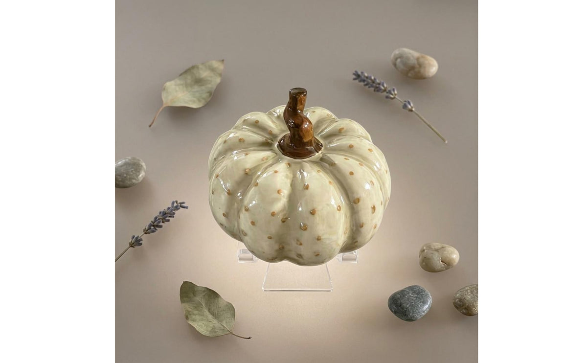 Light-Toned Ceramic Pumpkin Ornament Brown Stem Ceramic Pumpkin Figurine Smooth Finish Home decorations