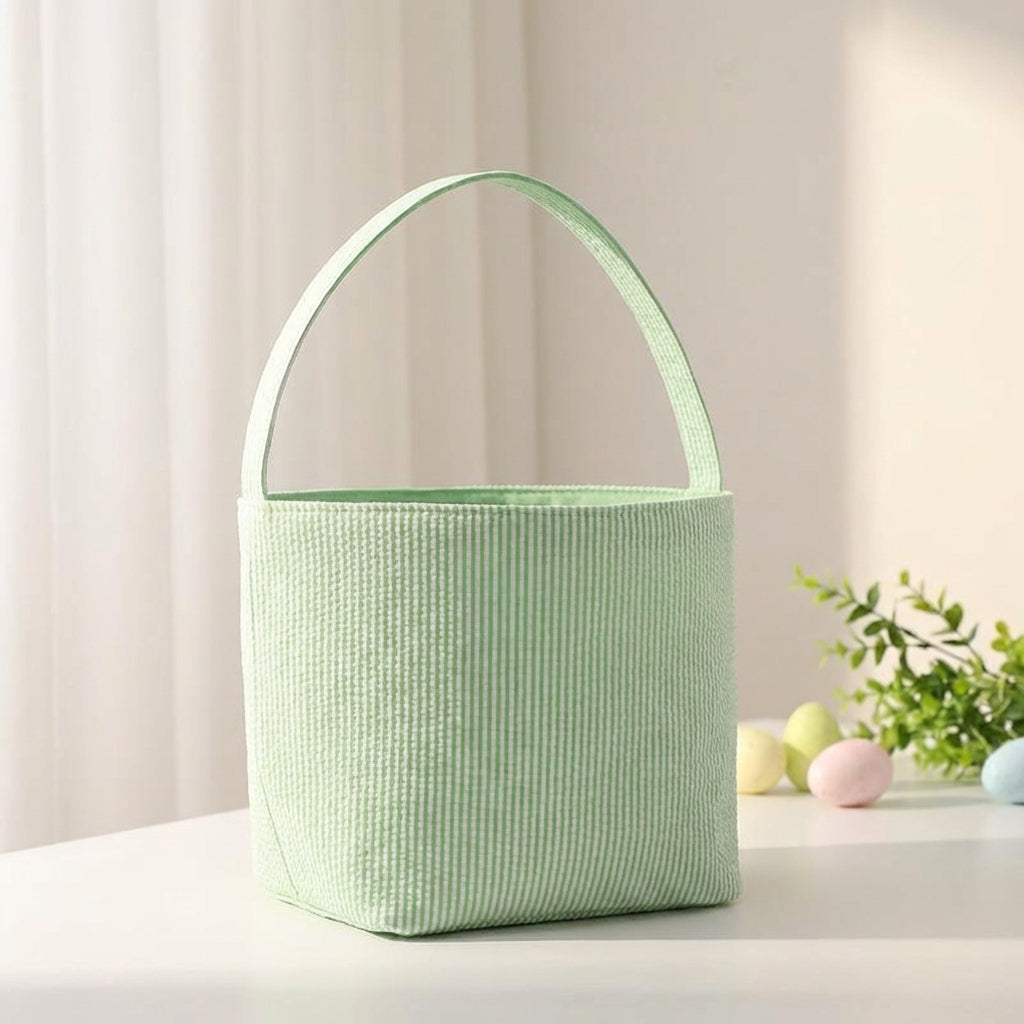 Striped Easter Tote Adorable Design Easter Egg Search Bag Reusable Children's Candy Pail for Young Children, Grandparents, Outdoor, Home, Handbag for Women and Men