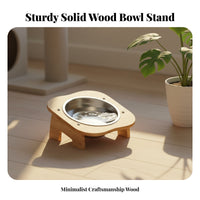 Elevated Pet Bowl Solid Wood Frame Wooden Pet Bowl Stand Anti-Tip Wooden Cat Food Stand for Small Dogs, Young Dogs, Indoors, Kitchen, Living Room
