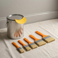 10 Pieces Orange-Handled Paint Brush and Pour Spout Set Labeled Sizes Paint Can Spout Set Yellow Painting Tools Curved