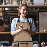 Multi-Pocket Canvas Apron with Pockets Water-Resistant Tool Apron with Pockets Long-Lasting Reinforced Stitching for Gardeners, Woodworkers, Gardening