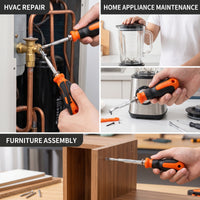 Textured-Grip Telescopic Screwdriver Multi-Function Phillips and Slotted Screwdriver Non-Slip Hand Tool Ergonomic for DIYers, Technicians, Household Repairs, Tight Confined Areas, Air Conditioner Maintenance