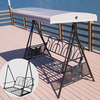 Outdoor Panama Swing Chair with Canopy, 2-3 Seater Patio Garden Hammock, Iron Art Leisure Hanging Chair for Adults