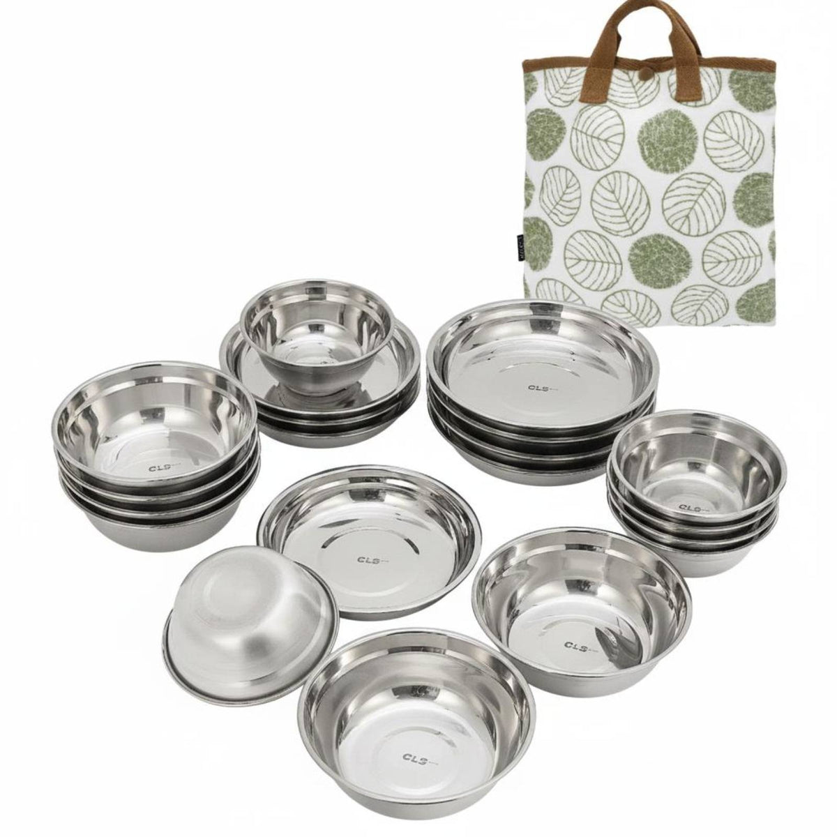 20 Pieces Stainless Steel Plates and Bowls Set Rust-Resistant Stainless Steel Camping Set Dishwasher Metal Dishes