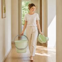 Household Portable Large Capacity Water Bucket Set with Basin and Ladle for Dormitory and Multi-functional Storage