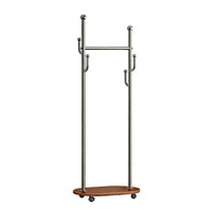 Space-Saving Rolling Clothes Rack with Shelves Mobile Design Rolling Valet Stand Slim silhouette Garment Organizer Easy Assembly for Apartment Dwellers, Students, Homeowners, Bedroom, Bedside, Dorm Room, Entryway